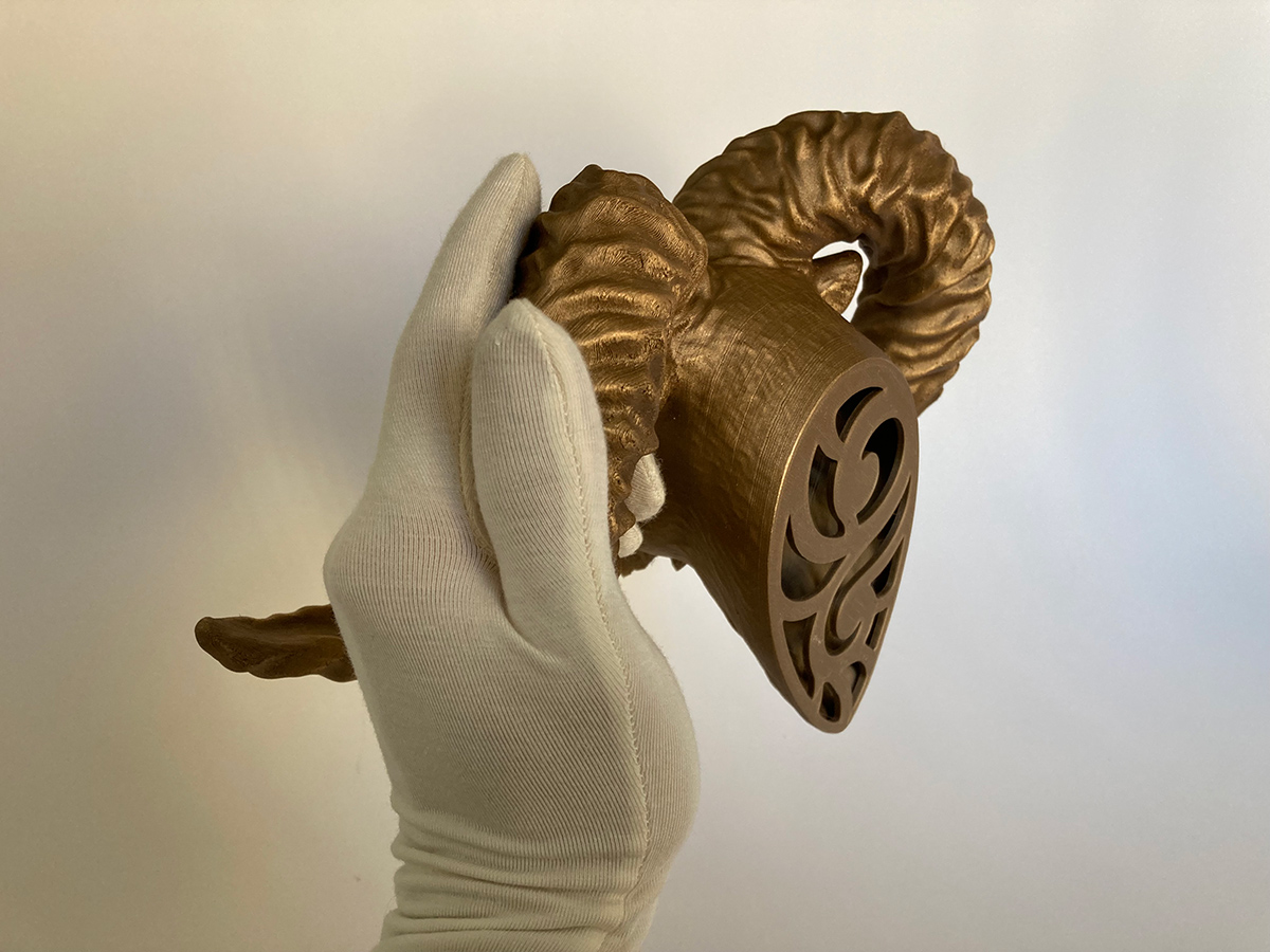 Ram Head Vintage Bronze 3D Printed Wall Sculpture